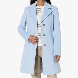 Calvin Klein Women's Classic Cashmere Wool Blend Coat, Pastel Blue, 10 NEW tags